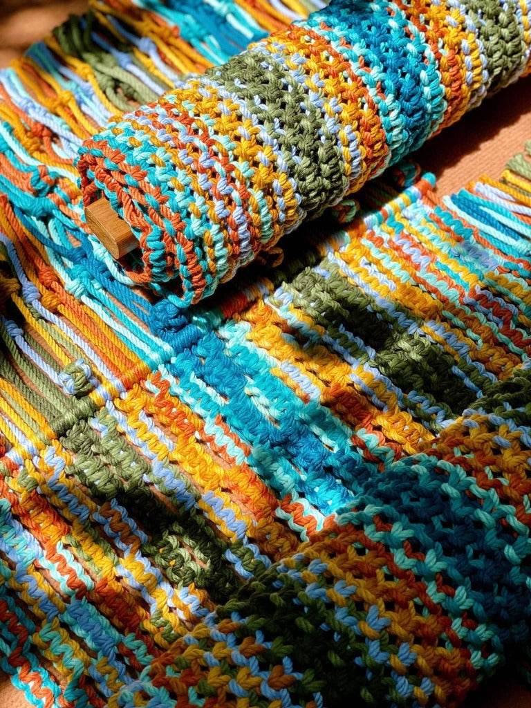 Lux Annam Prisma – Foldable Wooden Macrame Chair Handwoven in Rainbow Hues - Luxannam