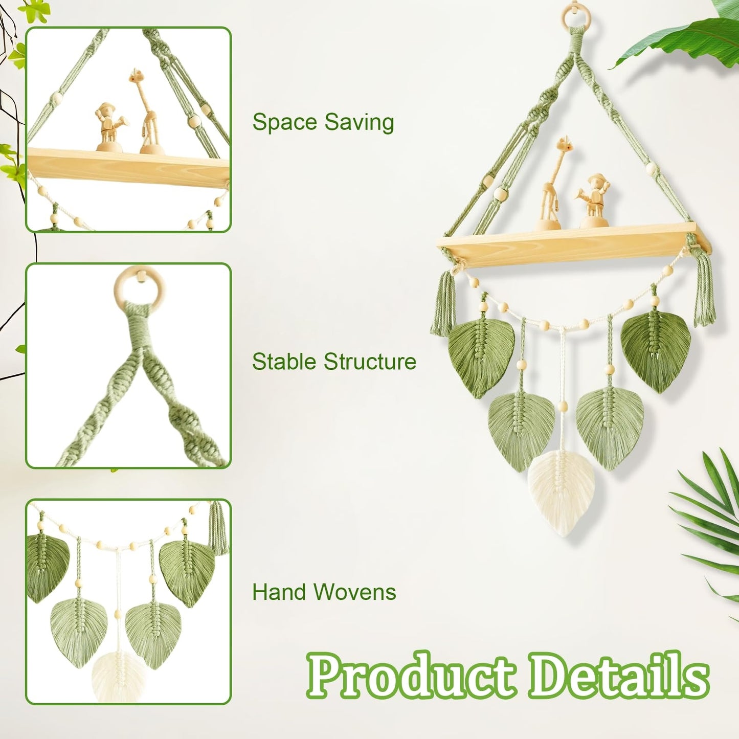 Macrame Wall Shelf M34 – A Handcrafted Harmony of Wood and Calm