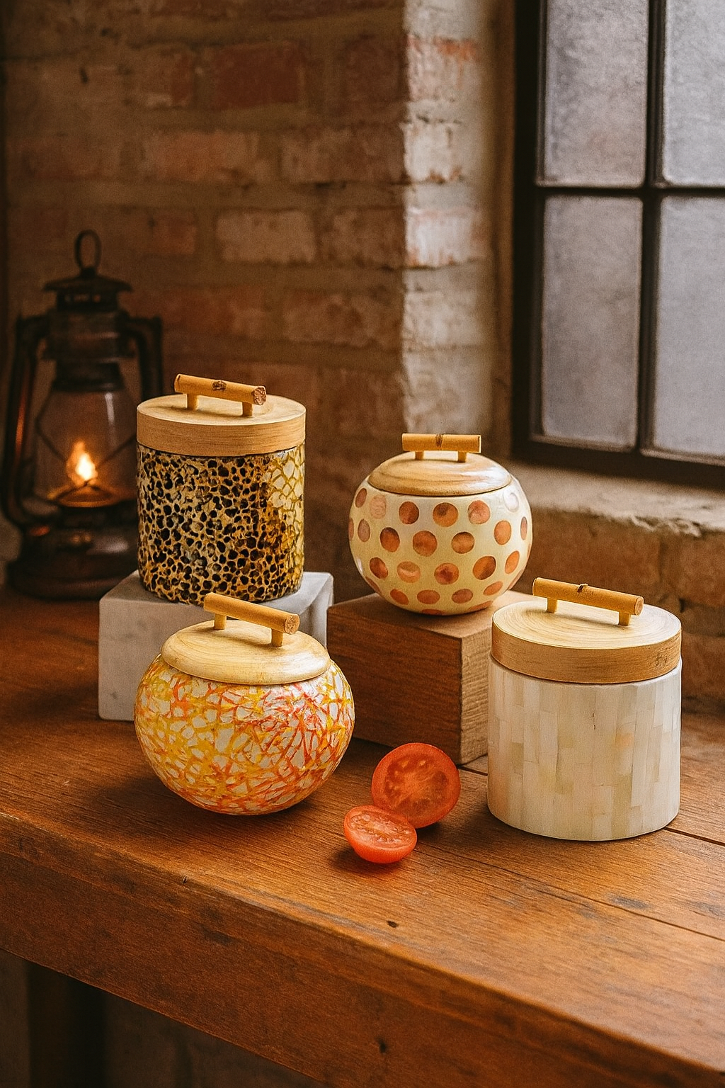 Lux Annam Mother-of-Pearl Bamboo Jar Vietnamese Craft