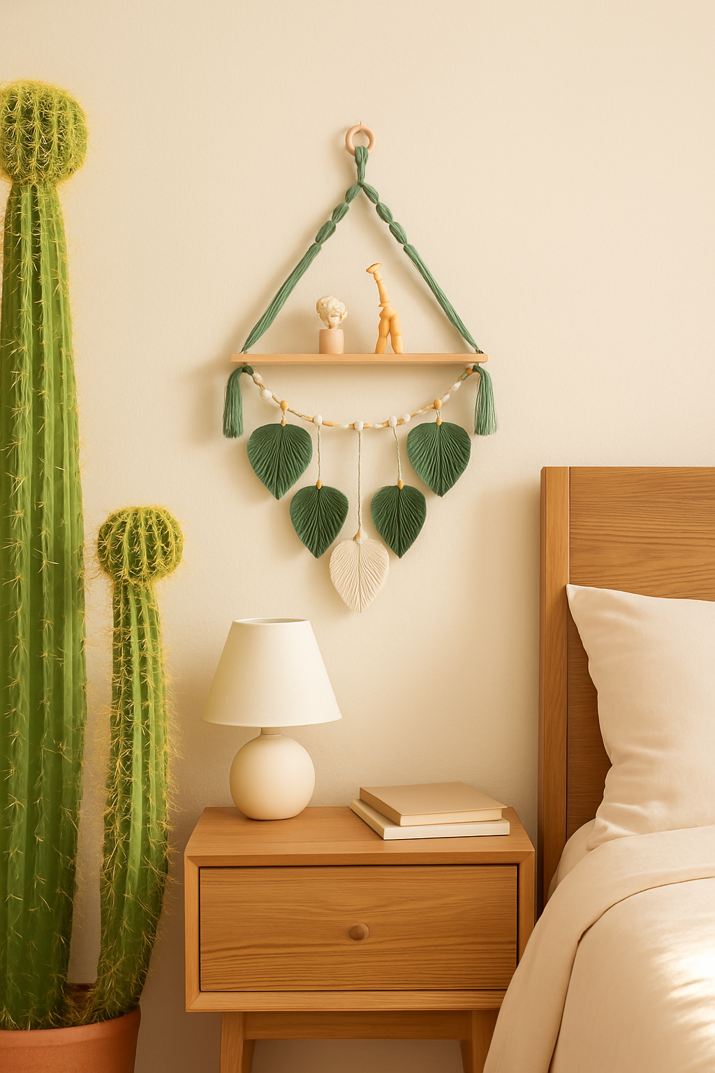 Macrame Wall Shelf M34 – A Handcrafted Harmony of Wood and Calm