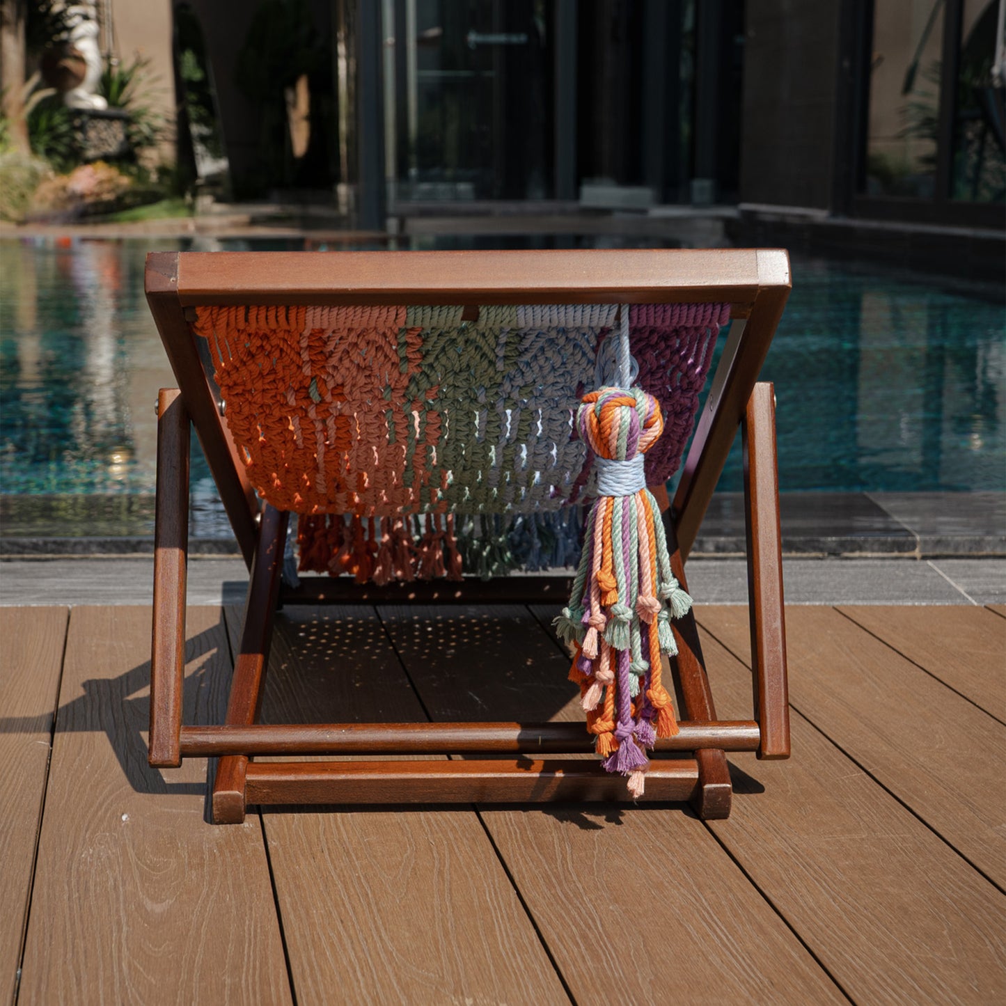 Prisma Folding Outdoor Chair – Macrame Crochet Hammock with Hopea Hardwood Frame