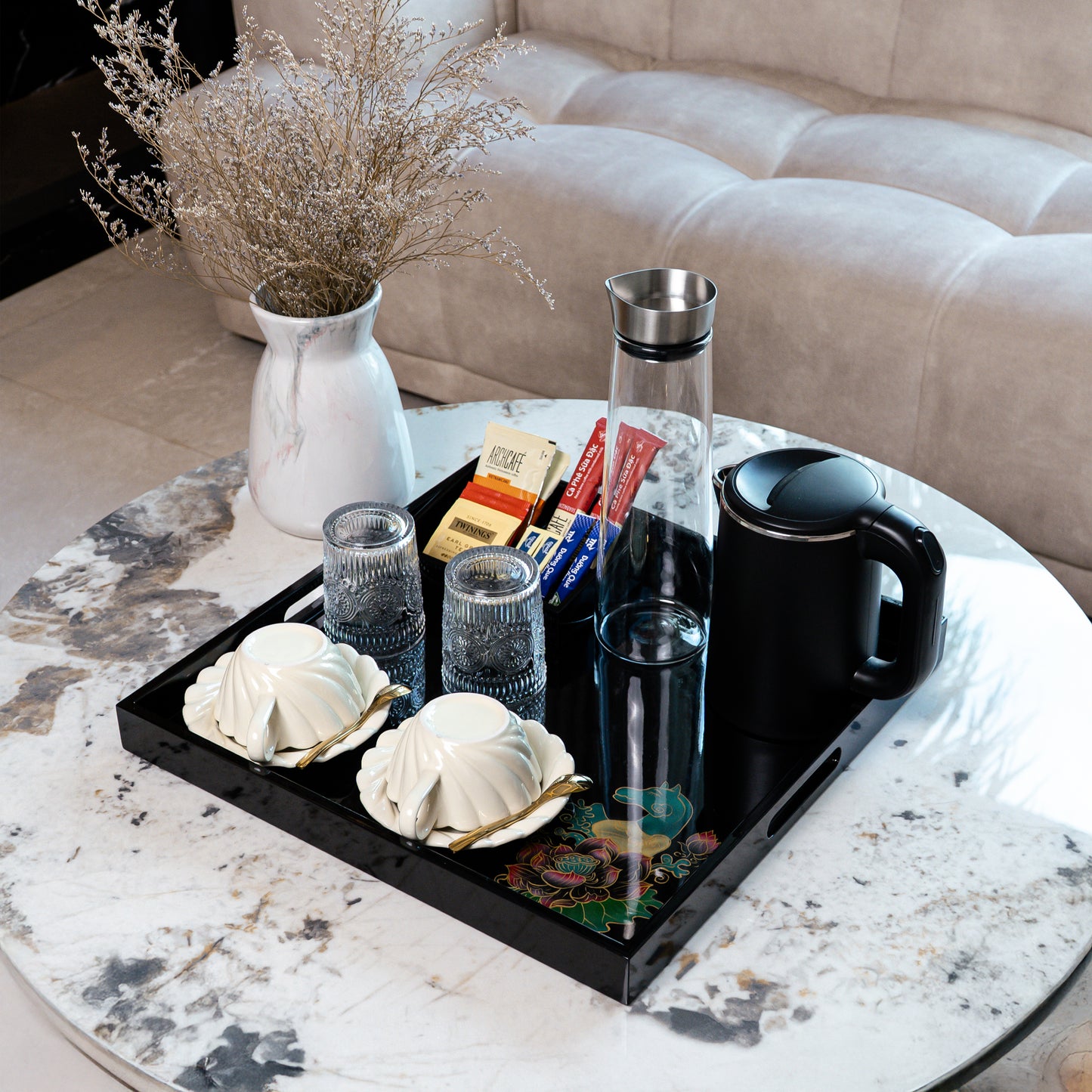 Hand-Painted Lacquer Tea & Amenities Set – Vietnamese Craftsmanship by Lux Annam