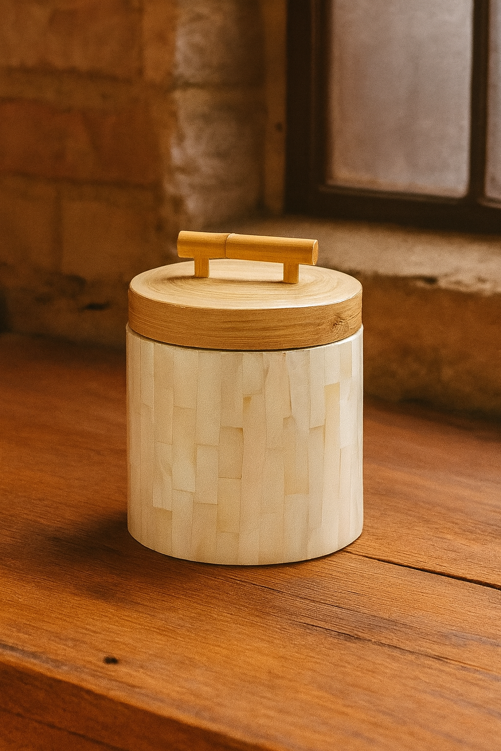 Lux Annam Mother-of-Pearl Bamboo Jar Vietnamese Craft