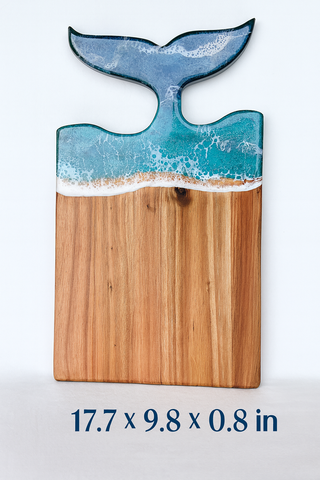 Kaiyo Ocean Wave Resin Wood Cutting Board with Fish Tail Handle (Handcrafted, Premium Gift)