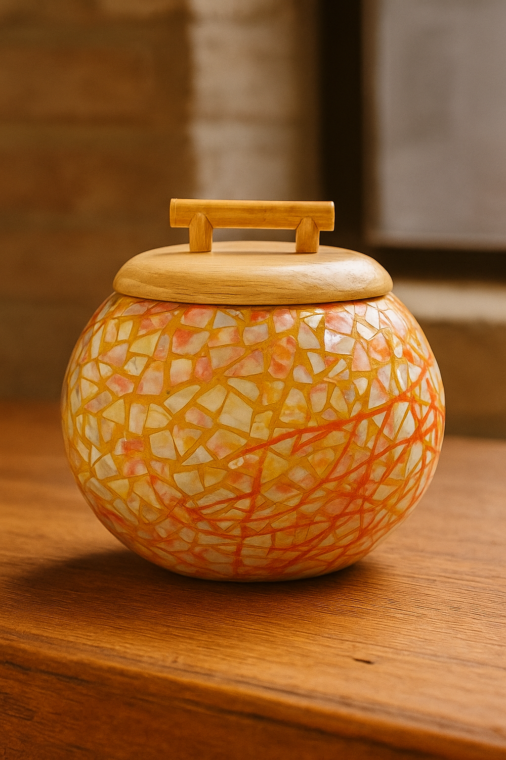 Lux Annam Mother-of-Pearl Bamboo Jar Vietnamese Craft