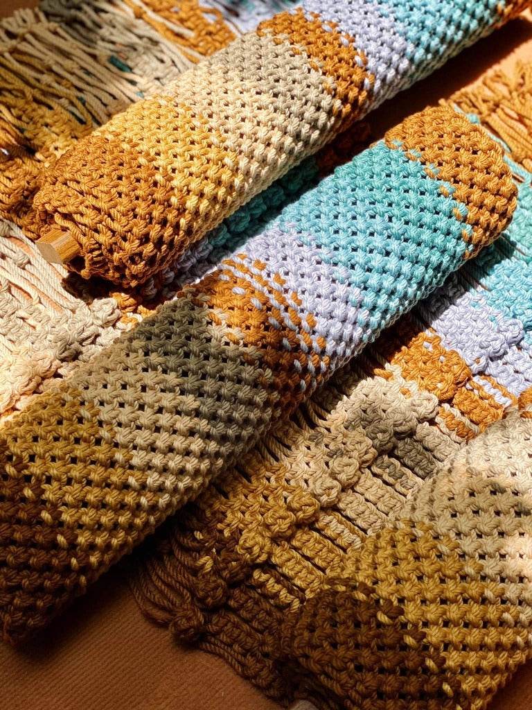 Lux Annam Prisma – Foldable Wooden Macrame Chair Handwoven in Rainbow Hues - Luxannam