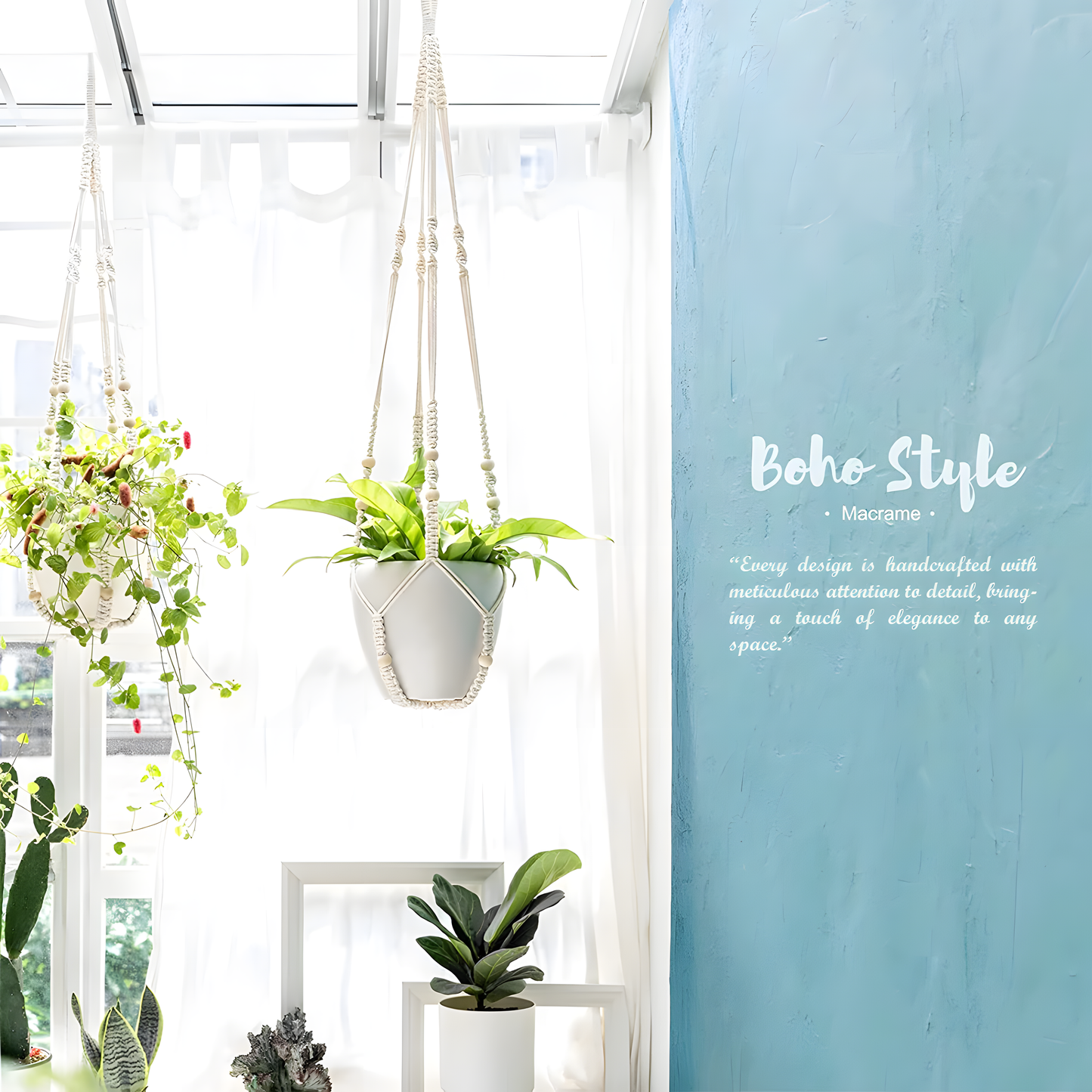 Handwoven Cotton Macrame Plant Hanger – Natural Elegance in Every Knot