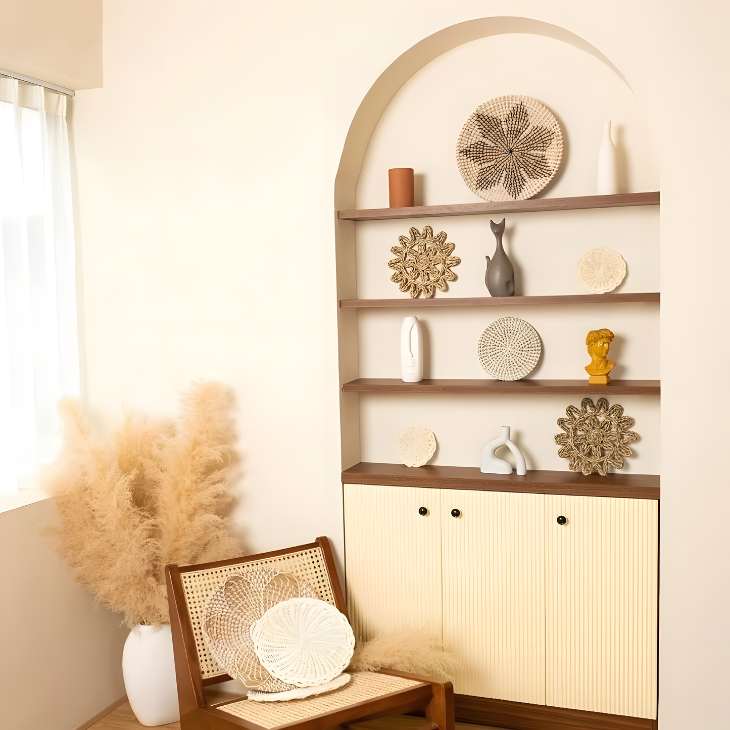Handwoven Boho Wall Plate Set (Natural Seagrass Wall Décor, 7 Pieces)