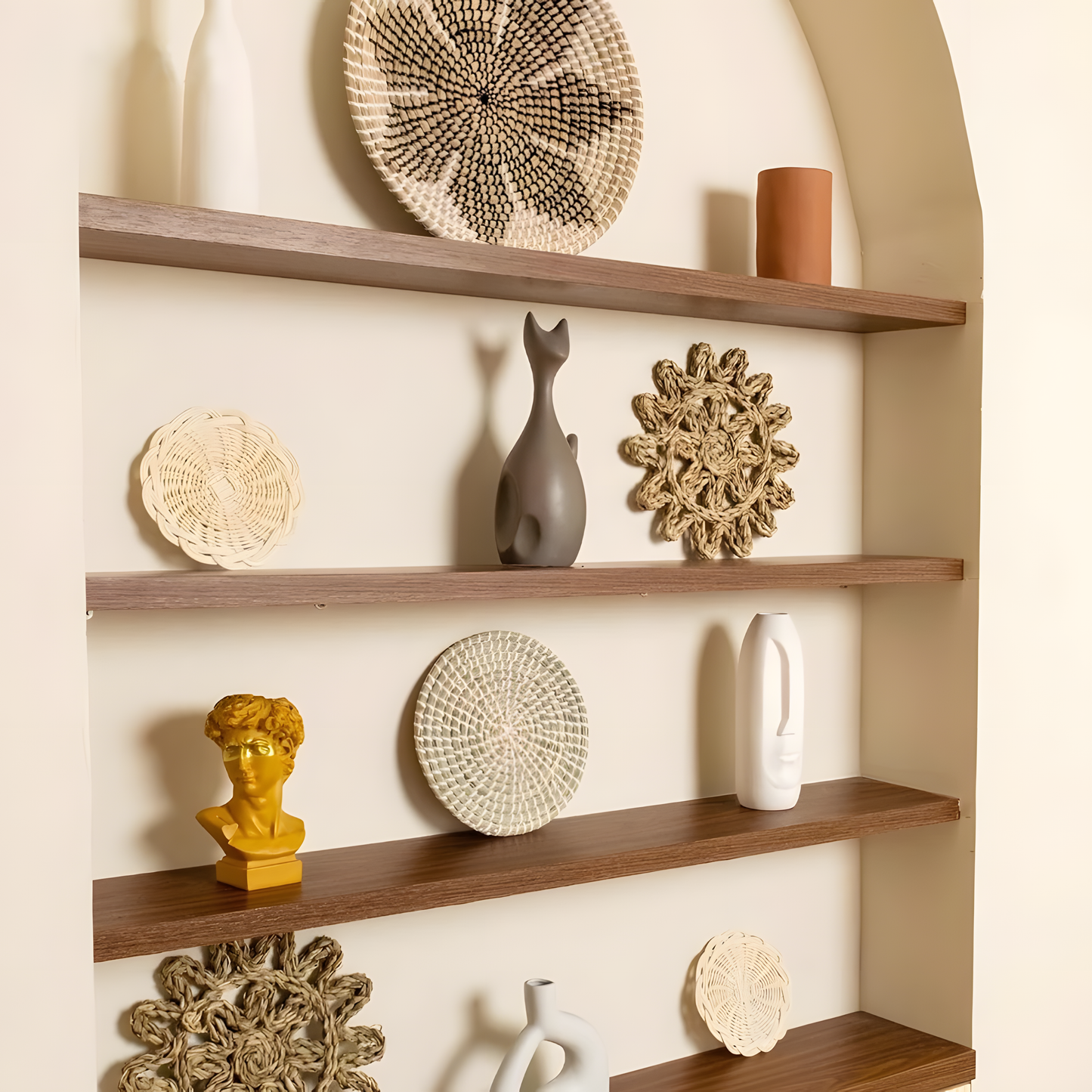 Handwoven Boho Wall Plate Set (Natural Seagrass Wall Décor, 7 Pieces)