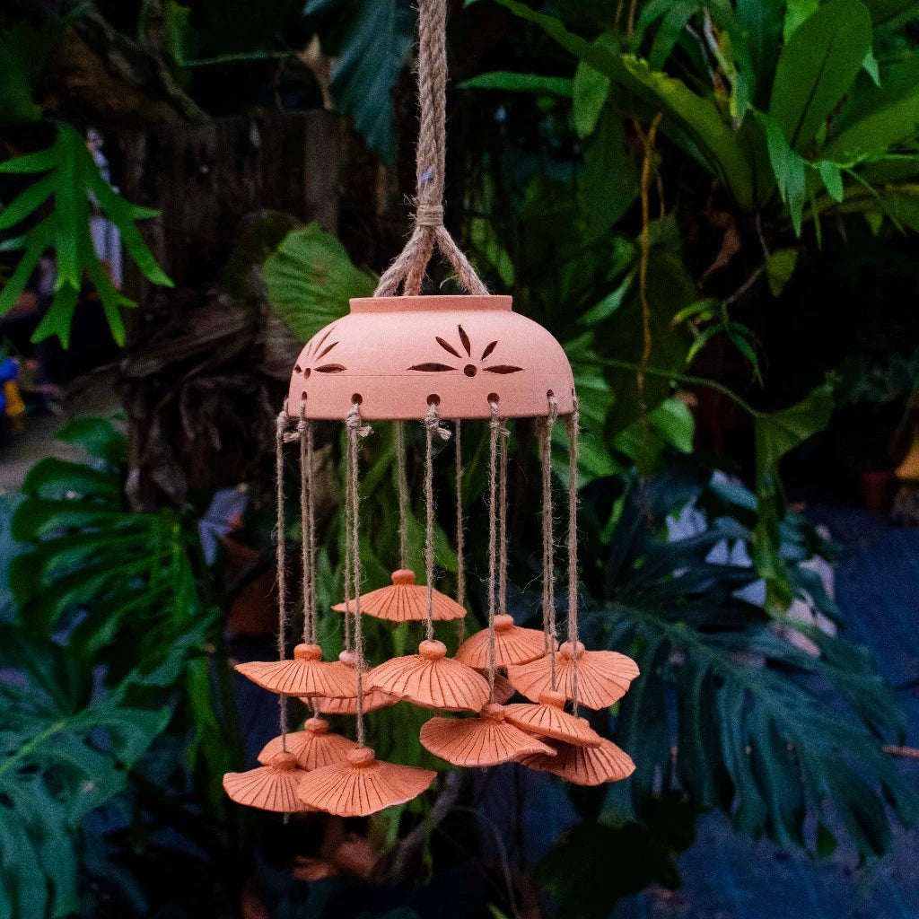 Lux Annam - Handcrafted Natural Clay Wind Chime: Elegant and Rustic Artisanal Craft