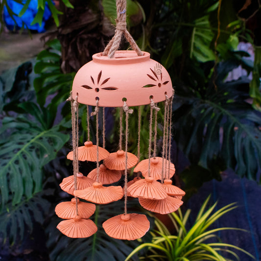 Lux Annam - Handcrafted Natural Clay Wind Chime: Elegant and Rustic Artisanal Craft