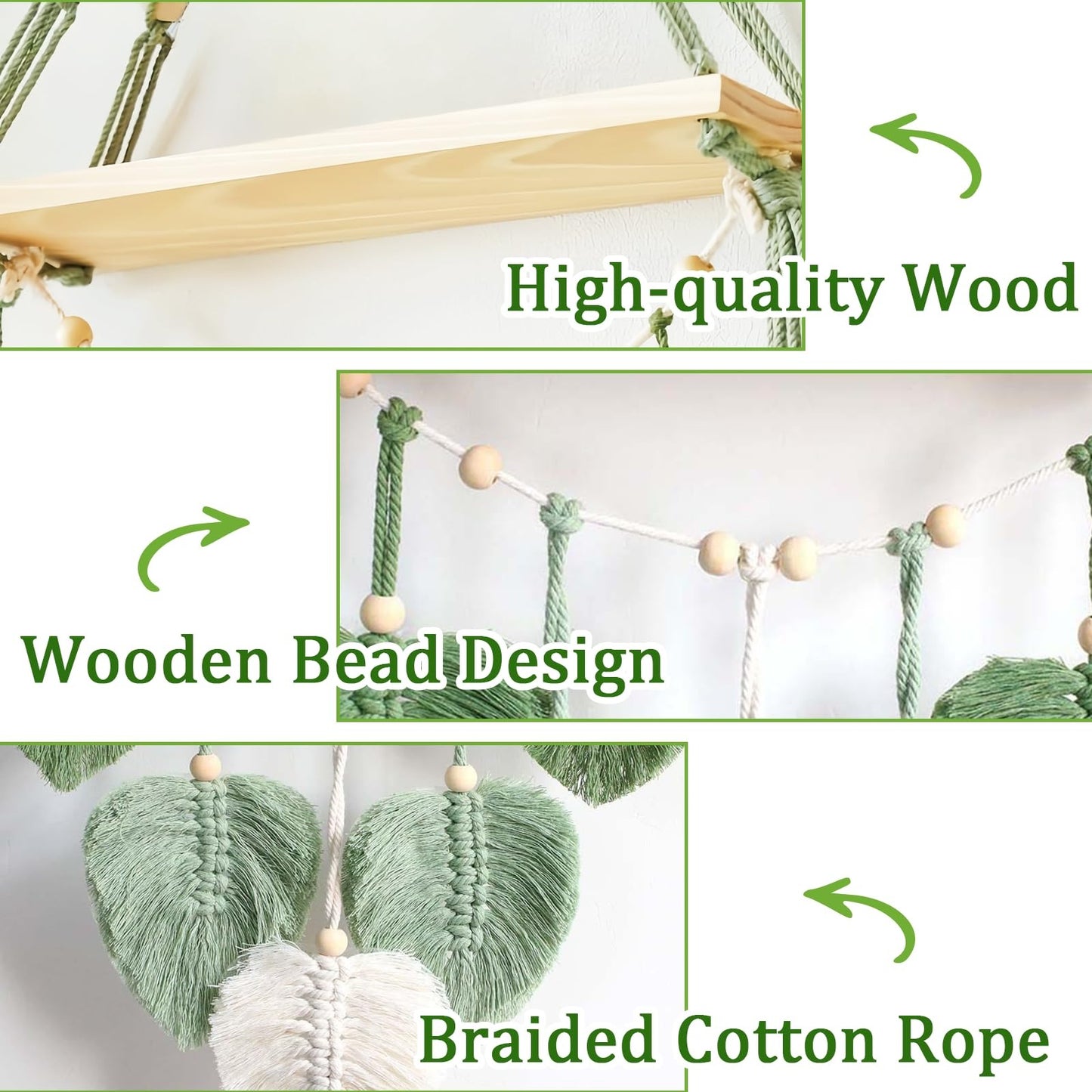 Macrame Wall Shelf M34 – A Handcrafted Harmony of Wood and Calm