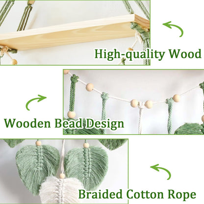 Macrame Wall Shelf M34 – A Handcrafted Harmony of Wood and Calm