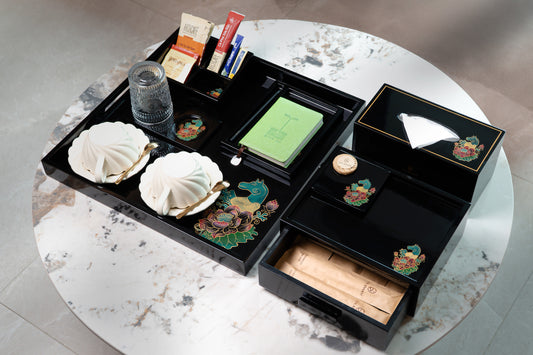 Hand-Painted Lacquer Tea & Amenities Set – Vietnamese Craftsmanship by Lux Annam