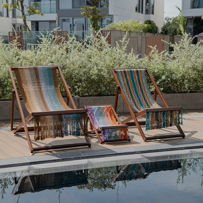 Prisma Folding Outdoor Chair – Macrame Crochet Hammock with Hopea Hardwood Frame