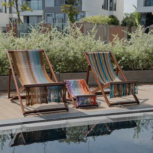 Prisma Folding Outdoor Chair – Macrame Crochet Hammock with Hopea Hardwood Frame