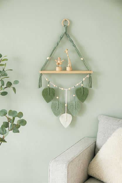 Macrame Wall Shelf M34 – A Handcrafted Harmony of Wood and Calm