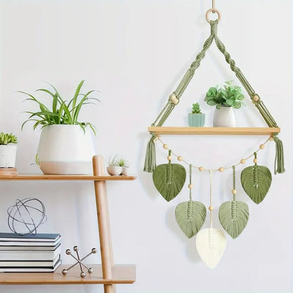 Macrame Wall Shelf M34 – A Handcrafted Harmony of Wood and Calm