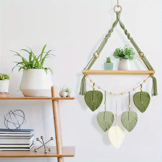 Macrame Wall Shelf M34 – A Handcrafted Harmony of Wood and Calm