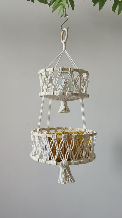 Macramé Hanging Basket – Handmade Woven Plant & Fruit Organizer (1–3 Tier Options)