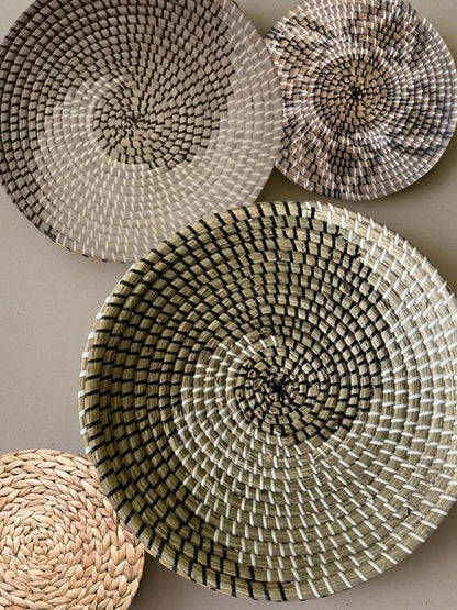 Handwoven Boho Wall Plate Set (Natural Seagrass Wall Décor, 7 Pieces)